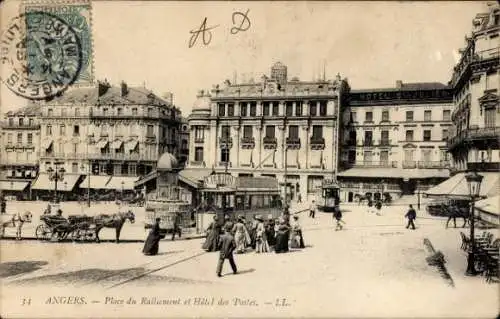 Ak Angers Maine et Loire, Place du Ralliement, Hotel des Postes