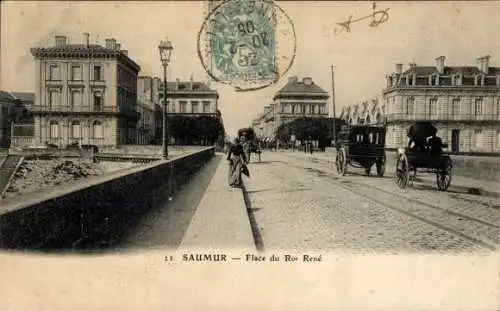 Ak Saumur Maine et Loire, Place du Roi René