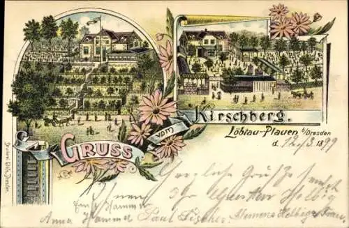 Litho Dresden Löbtau Plauen, Kirschberg, Restaurant Rob. Fischer