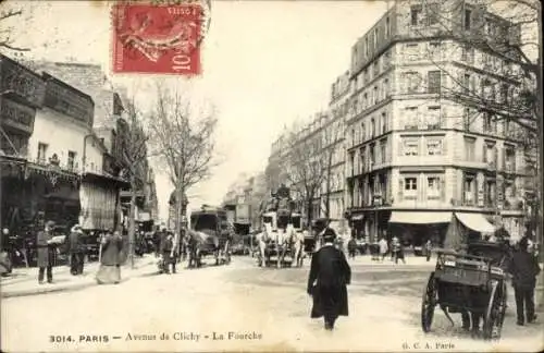 Ak Paris III, Avenue de Clichy, La Fourche