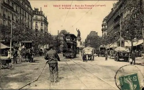 Ak Paris III, Rue du Temple, Place de la République