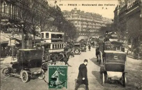 Ak Paris, Boulevard des Italians, Bus