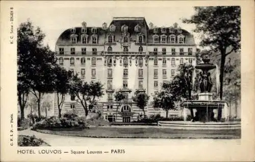 Ak Bourse de Paris II, Hotel Louvois, Square Louvois, Fontaine