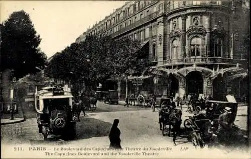 Ak Bourse de Paris II, Boulevard des Capucines, Theatre du Vaudeville