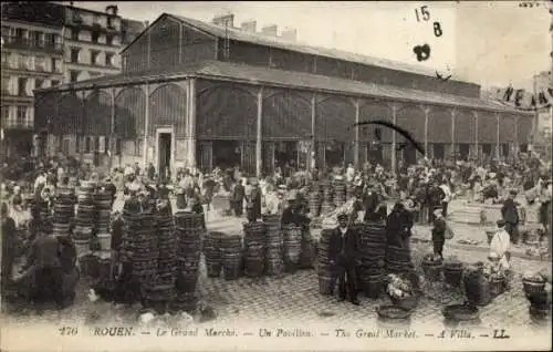 Ak Rouen Seine-Maritime, Le Grand Marche, Ein Pavillon