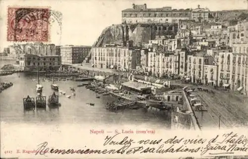 Ak Napoli Neapel Campania, S. Lucia, Hafen