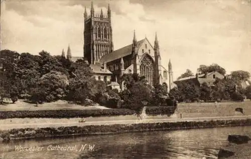 Ak Worcester West Midlands England, Kathedrale