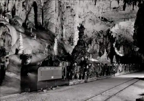 Ak Postojna Postumia Adelsberg Slowenien, Postojnska jama, Adelsberger Grotte, Höhlen, Bahn