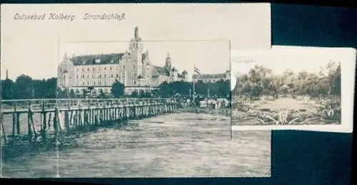 Leporello Ak Kołobrzeg Ostseebad Kolberg Pommern, Strandschloss, Rosengarten