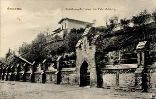 Ak Grudziądz Graudenz Westpreußen, Schlossberg Terrasen mit Cafe Weinberg