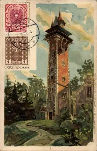 Künstler Ak Graz Steiermark, Hilmwarte