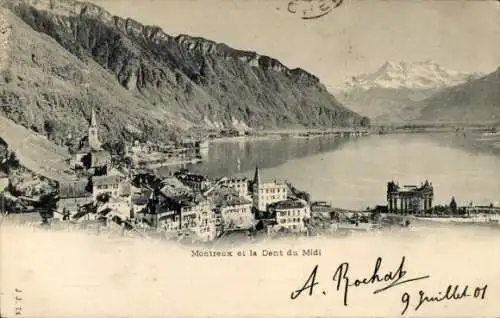 Ak Montreux Kanton Waadt Schweiz, Teilansicht, la Dent du Midi