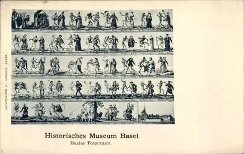 Ak Basel Stadt Schweiz, Historisches Museum Basel, Basler Totentanz