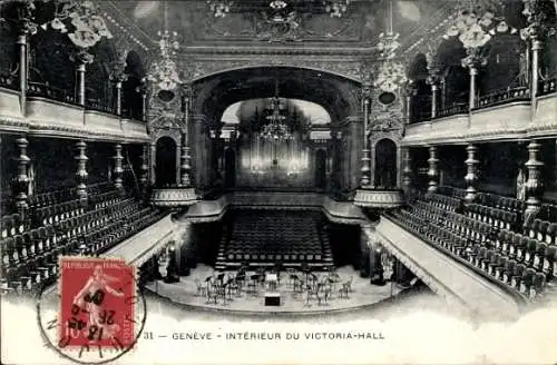 Ak Geneve Schweiz, Interieur du Victoria Hall, Konzertsaal