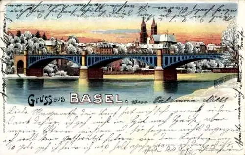 Ak Basel Stadt Schweiz, Brücke