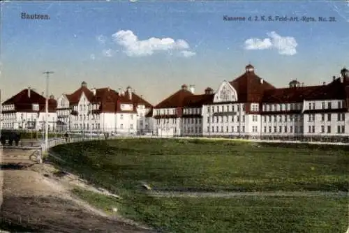 Ak Bautzen in der Oberlausitz, Kaserne des Königlich Sächsischen Feldartillerie Regiments Nr. 28