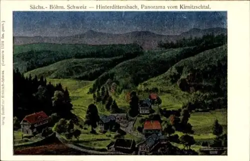 Ak Zadní Jetřichovice Hinterdittersbach Jetřichovice Dittersbach Reg Aussig, Panorama, Kirnitzschtal