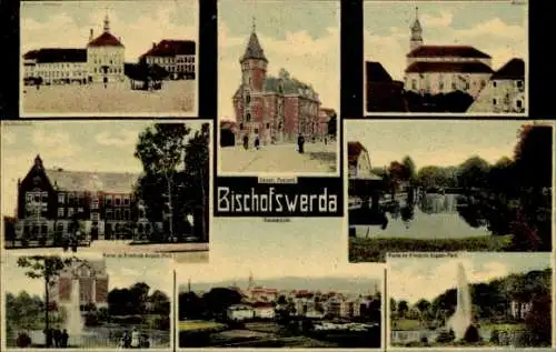 Ak Bischofswerda in Sachsen, Kirche, Rathaus, Markt, Post, Totale