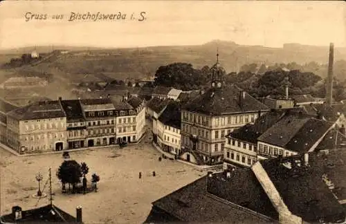 Ak Bischofswerda in Sachsen, Marktplatz, Rathaus