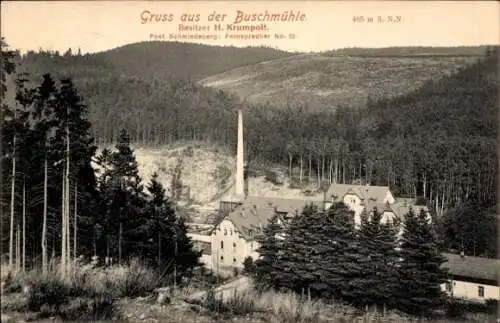 Ak Buschmühle Schmiedeberg Dippoldiswalde im Osterzgebirge, Blick auf den Ort, Sommerfrische