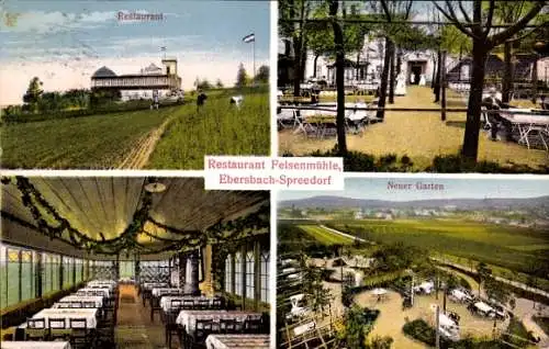 Ak Spreedorf Ebersbach in der Oberlausitz, Restaurant Felsenmühle, Neuer Garten