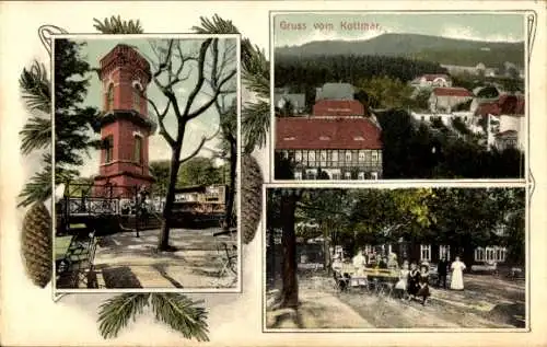 Ak Walddorf Kottmar in der Oberlausitz, Aussichtsturm, Café Terrasse, Blick über die Dächer