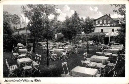 Ak Hain Hayn Oybin Oberlausitz, Fremdenhof Klette, Außenterrasse