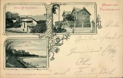 Ak Friedrichsort Kiel, Kirche, Schule, Kaserne