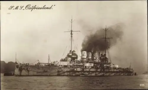 Ak Deutsches Kriegsschiff, SMS Ostfriesland, Kaiserliche Marine