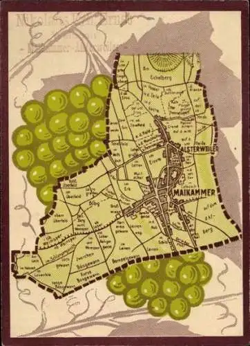 Stadtplan Ak Maikammer in der Pfalz, Alsterweiler, Eichelberg, Spielfeld, Weinbau Nikolaus Ernst