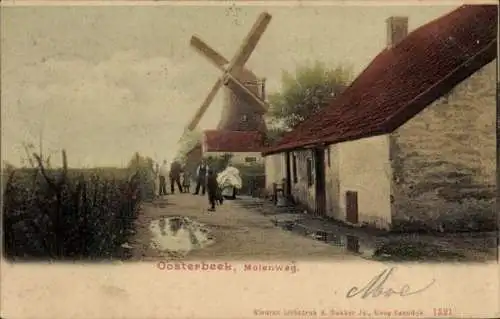 Ak Oosterbeek Renkum Gelderland, Mühlenweg, Windmühle