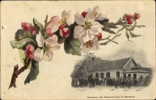 Ak Neerbosch Nijmegen Gelderland, Menschen am Waisenhaus, Blütenzweig