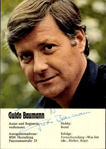 Ak Schauspieler Guido Baumann, Portrait, Autogramm