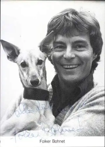 Ak Schauspieler Folker Bohnet, Portrait, Autogramm, Hund