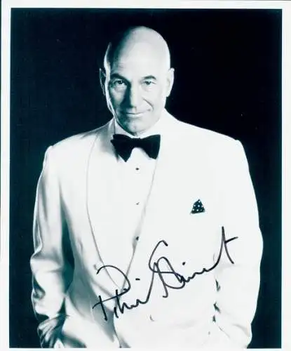 Foto Schauspieler Patrick Stewart, Portrait, Autogramm