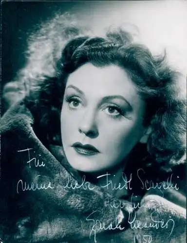 Foto Schauspielerin und Sängerin Zarah Leander, Portrait, Autogramm