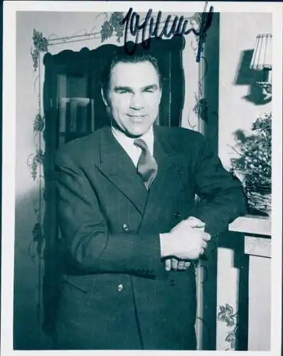 Foto Schauspieler und Boxer Max Schmeling, Portrait, Autogramm