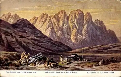 Künstler Ak Perlberg, F., Ägypten, The Serbal seen from Wadi Firan, Gebirge