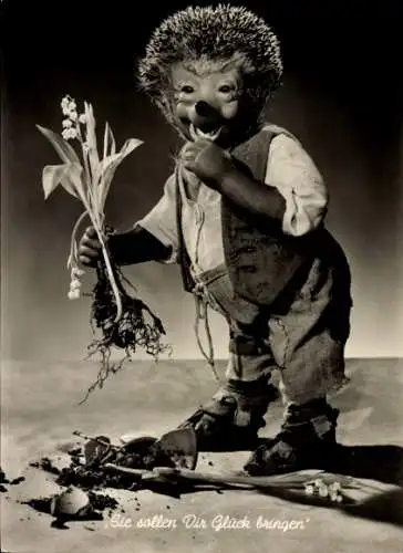 Ak Mecki der Igel, Sie sollen Dir Glück bringen, Blumen