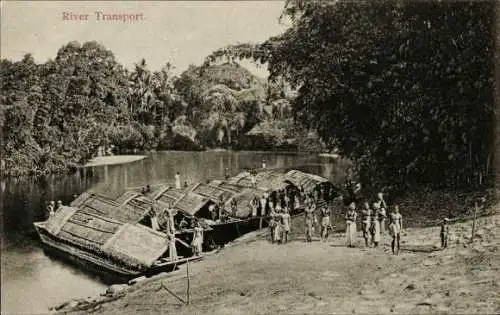 Ak Ceylon Sri Lanka, Transportboote auf einem Fluss