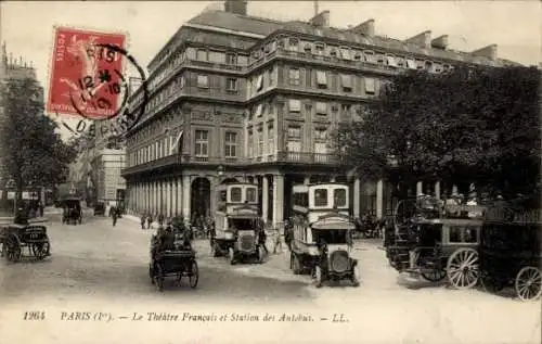 Ak Paris I Louvre, Théâtre-Français, Busbahnhof