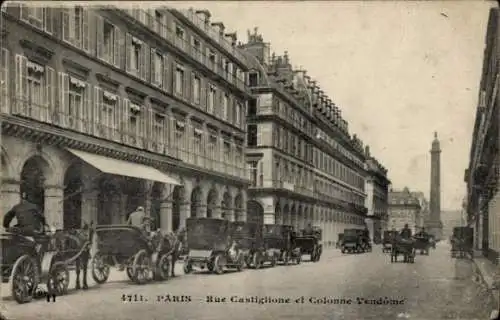 Ak Paris I Louvre, Rue de Castiglione, Colonne Vendôme