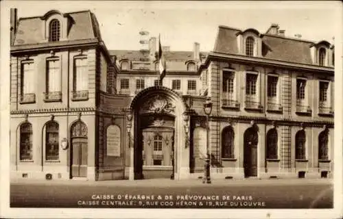 Ak Paris I., Caisse d’Epargne et de Prevoyance, Rue Coq Heron