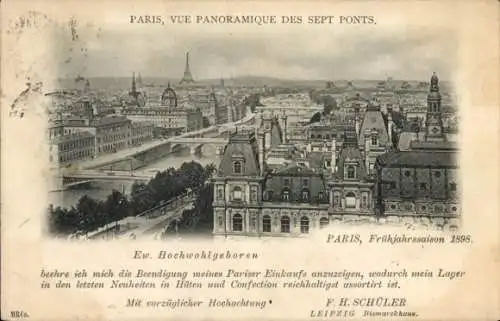 Ak Paris I Louvre, Panorama der Sieben Brücken