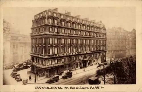 Ak Paris Louvre, Central Hotel, 40 Rue du Louvre
