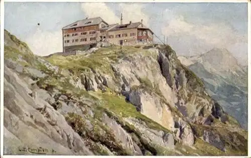 Künstler Ak Compton, Edward Theodore, Ramsau bei Berchtesgaden, Watzmannhaus, Blick von unten