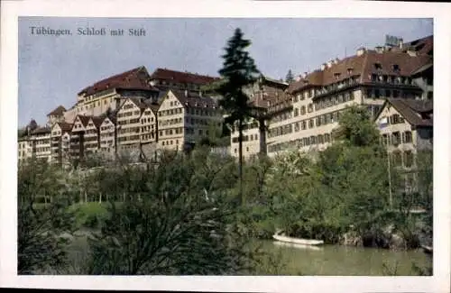 Ak Tübingen am Neckar, Schloss mit Neckarhalde und Stift