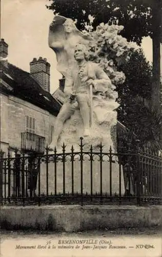 Ak Ermenonville Oise, Statue Jean-Jacques Rousseau