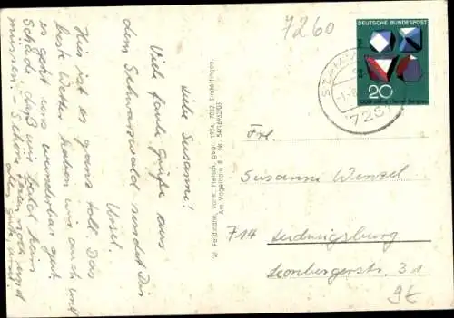 Ak Stammheim Calw im Schwarzwald, Fachwerkhaus, Frei-Schwimmbad, Rathaus