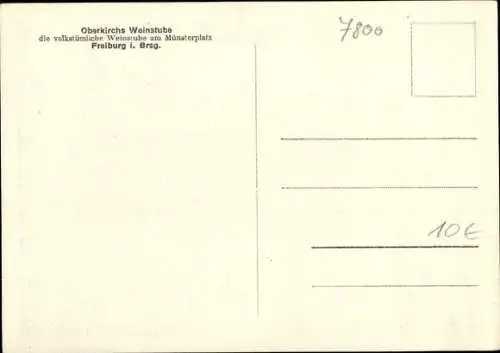 Ak Freiburg im Breisgau, Oberkirchs Weinstube, Gastraum, Sitzecke